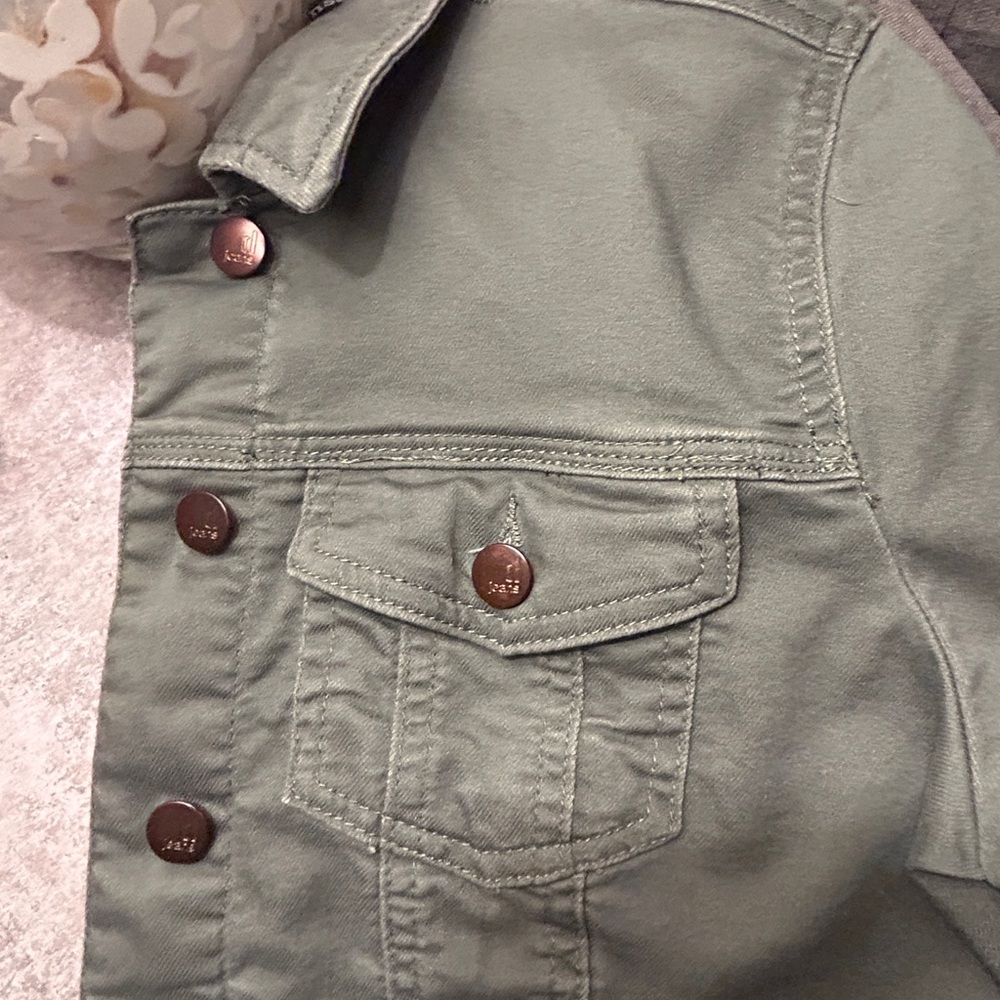 D Jeans Khaki Green Denim Jacket with Button Details